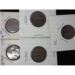 1880-84 Indian Head Cents (5 Coins)