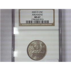 2003-D Arkansas Quarter NGC MS67