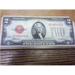 1928-D Red Seal Two Dollar Note (2 Torn Corners)