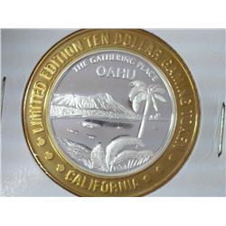 Sam Boyds "Oahu" $10 Gaming Token (UNC) Silver