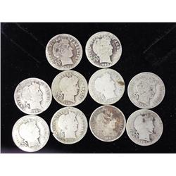 10 Assorted Barber Dimes
