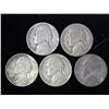 Image 1 : 5 Assorted Jefferson War Nickels (35% Silver)