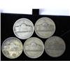 Image 2 : 5 Assorted Jefferson War Nickels (35% Silver)