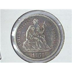 1875 Seated Liberty Dime (Fine +)
