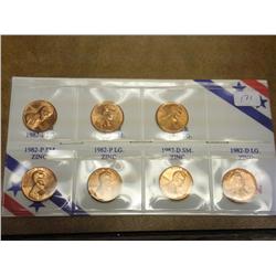 1982 Lincoln Cent (7 Variety Set) UNC
