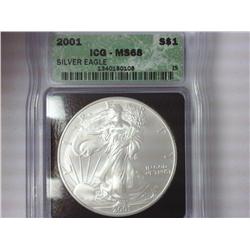 2001 American Silver Eagle ICG MS 68