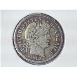 1912-S Barber Dime (VG+)