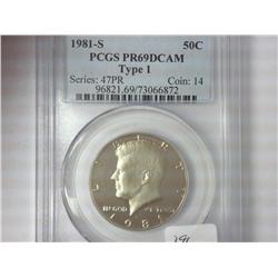 1981-S Type 1 Kennedy Half PCGS PR69DCAM