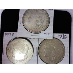 1921, 21-D And 21-S Morgan Silver Dollars