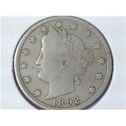 1892 Liberty "V" Nickel (VG+)