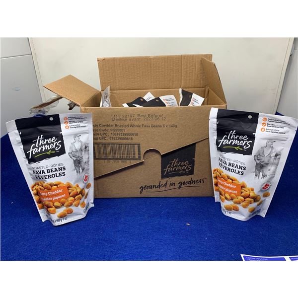 Three Farmers Fava Beans zesty cheddar case lot 6 x 140g