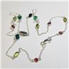 Image 2 : Silver Mutil Genuine Gemstone 18" Necklace, Suggested Retail Value $240