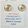 Image 3 : 10K Yellow Gold Citrine(0.44ct) Diamond(0.06ct) Earrings, Made in Canada, Suggested Retail Value $40