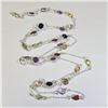Image 1 : Silver Mutil Genuine Gemstone 36"(20ct) Necklace, Suggested Retail Value $480