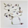Image 2 : Silver Mutil Genuine Gemstone 36"(20ct) Necklace, Suggested Retail Value $480