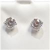 Image 1 : Set of 2.4 Carat Moisanite Solitaire Stud 14K Gold Earrings Rhodium Plated Finish, Appraisal $1685.0