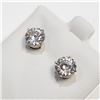 Image 3 : Set of 2.4 Carat Moisanite Solitaire Stud 14K Gold Earrings Rhodium Plated Finish, Appraisal $1685.0