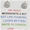 Image 4 : Set of 2.4 Carat Moisanite Solitaire Stud 14K Gold Earrings Rhodium Plated Finish, Appraisal $1685.0