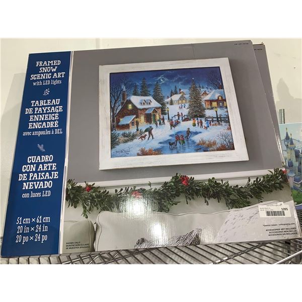 NEW Framed Snow Scenic Art with LED Lights 20"x24"
