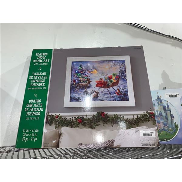 NEW Framed Snow Scenic Art with LED Lights 20"x24"
