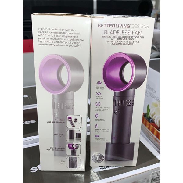 Better Living Designs Rechargable Bladeless Portable fan w/ Removable Base