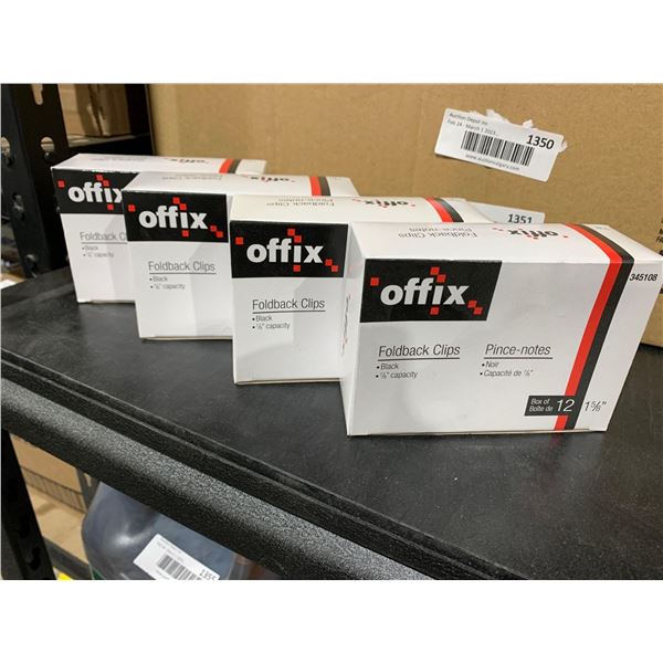 Offix Foldback Clips Black 7/8" Capacity Size 1 5/8" box of 12 x 4 boxes