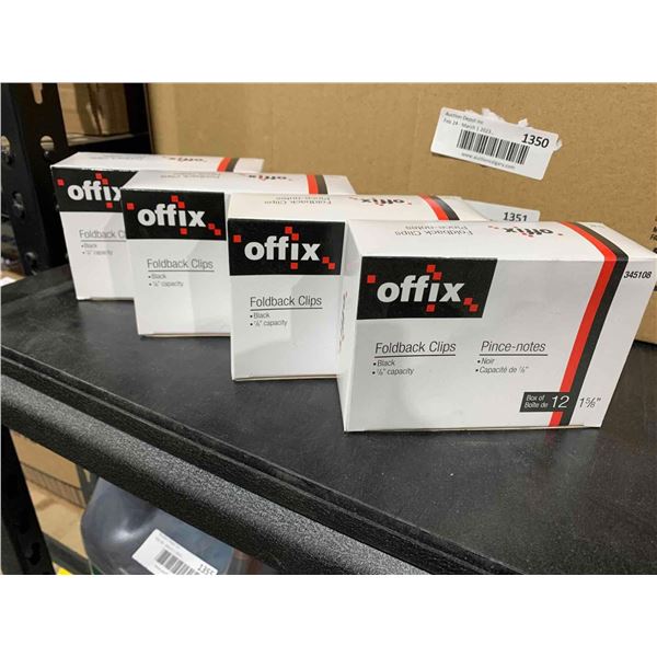 Offix Foldback Clips Black 7/8" Capacity Size 1 5/8" box of 12 x 4 boxes