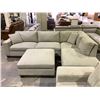 Image 2 : 2 PIECE FABRIC STUDDED SECTIONAL SOFA WITH OTTOMAN