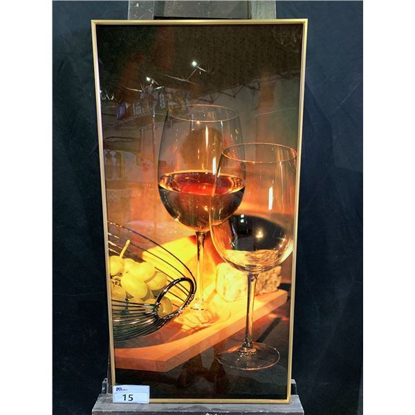 MODERN VIBES ART PIECE- WINE GLASSES, GRAPES AND MORE- APPROX 3'3X 1'8- INCLUDES MOUNTING HARDWARE