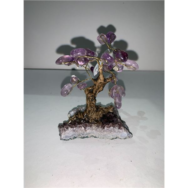 AMETHYST TREE ON AMETHYST GEODE BASE RETAIL $298.98 APPROX 4"X3"X2"
