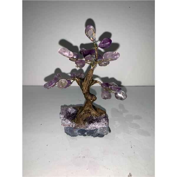 AMETHYST TREE ON AMETHYST GEODE BASE RETAIL $298.98 APPROX 5"X3"X2"