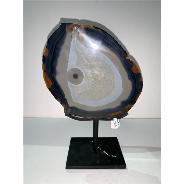 AGATE SLICE ON METAL STAND APPROX 6"X 6.5" RETAIL $1649.51