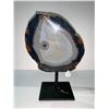 Image 1 : AGATE SLICE ON METAL STAND APPROX 6"X 6.5" RETAIL $1649.51