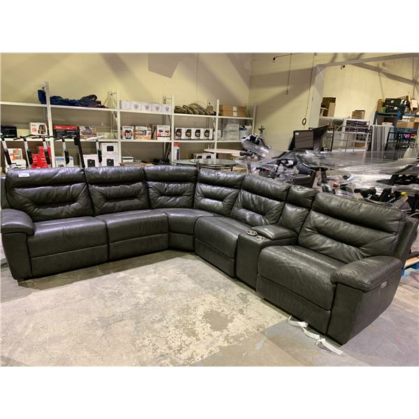 *TESTED WORKING* LEATHER ELECTRIC RECLINING SECTIONAL WITH USB PLUG-INS (2/3 RECLINERS WORK, 1 IS