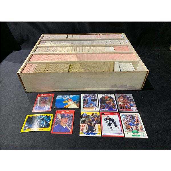 BOX OF ASSORTED HOCKEY, BASEBALL, BASKETBALL, DISNEY AND ROBOCOP CARDS