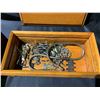 Image 2 : 2 WOODEN JEWELRY BOXES INCLUDING: NECKLACES, RINGS AND MORE