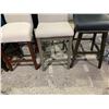 Image 2 : BAR HEIGHT STUDDED SWIVEL CHAIR (SOME LEG DAMAGE) & 2 BAR HEIGHT CHAIRS (SOME LEG DAMAGE)