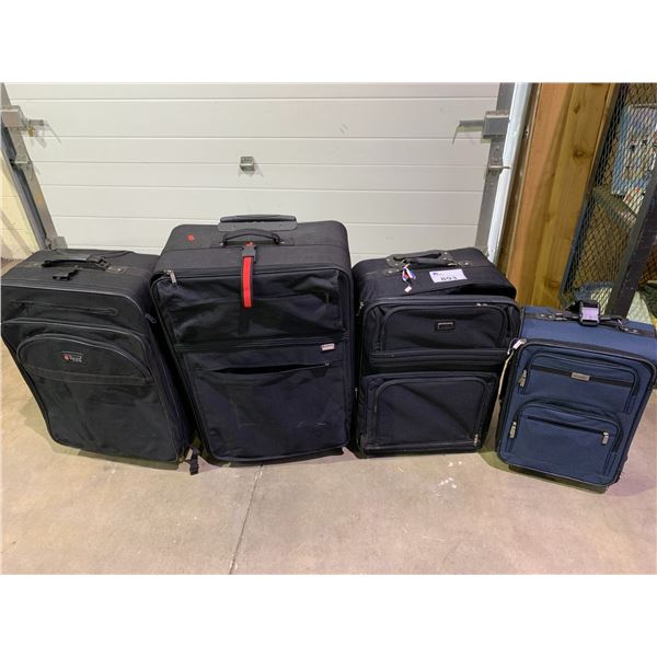 4 PIECES OF ASSORTED LUGGAGE INCLUDING; LYNX, ENCORE BY ATLANTIC, ROME COLLECTION & MORE