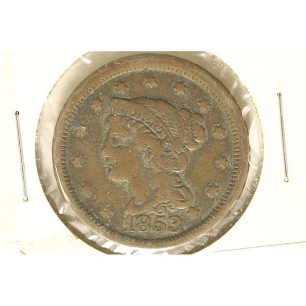 1853 BRAIDED HAIR LARGE CENT VERY GOOD