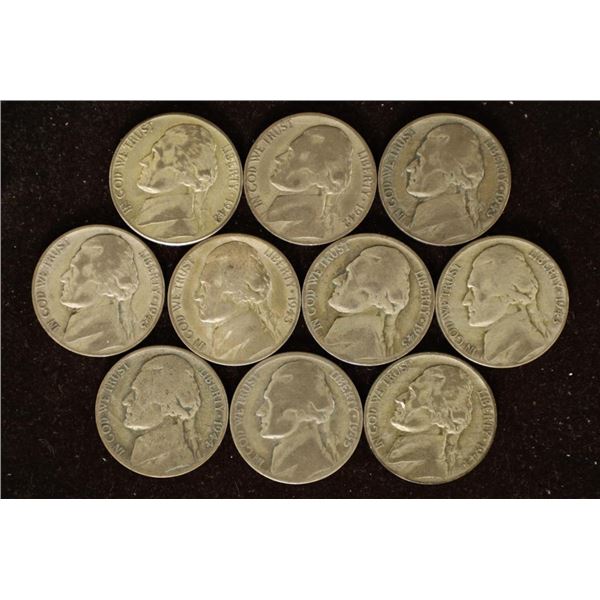 10-35% SILVER JEFFERSON WAR NICKELS, 1942-45