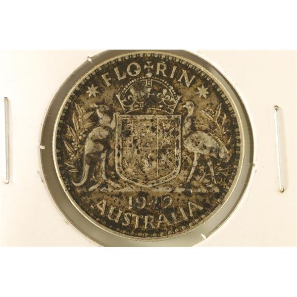 1942 AUSTRALIA SILVER 1 FLORIN. .3364 OZ. ASW