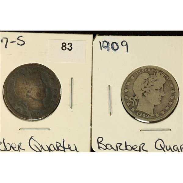 1907-S (TONED) & 1909 (VG) BARBER QUARTERS