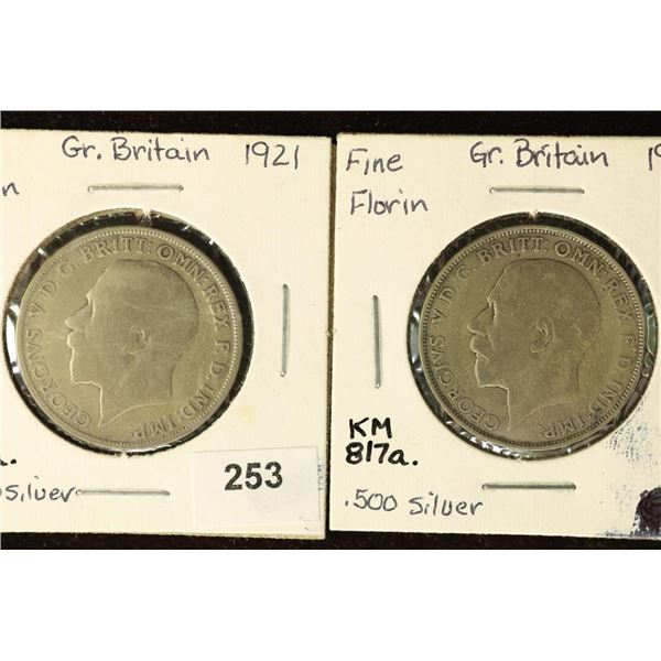 1921 & 1922 GREAT BRITAIN SILVER FLORINS