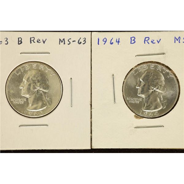 1963 & 1964 WASHINGTON SILVER QUARTERS B-REV'S