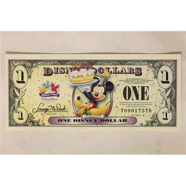 2009 ONE DISNEY DOLLAR CU "MICKEY & PLUTO"