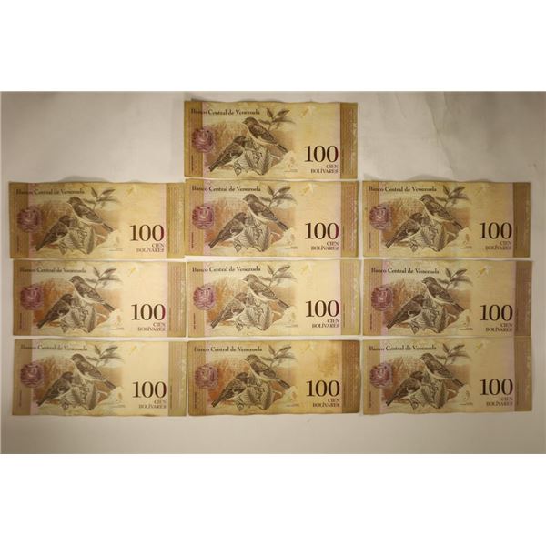 10-VENEZUELA 100 BOLIVAR BILLS: 1-2011, 2-2012,