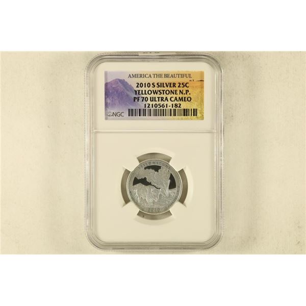 2010-S SILVER YELLOWSTONE N.P. QUARTER NGC PF70