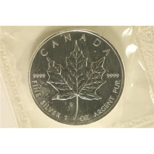 2003 CANADA SILVER $5 MAPLE LEAF. BRILLIANT UNC