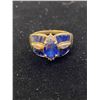 Image 1 : 10K LADIES RING STE WITH BLUE STONES AND DIAMONDS SIZE 6