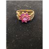 Image 1 : 9K LADIES CLUSTER RING SET WITH RUBIES